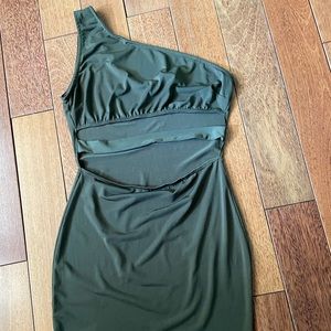 Green cutout one shoulder dress, medium
